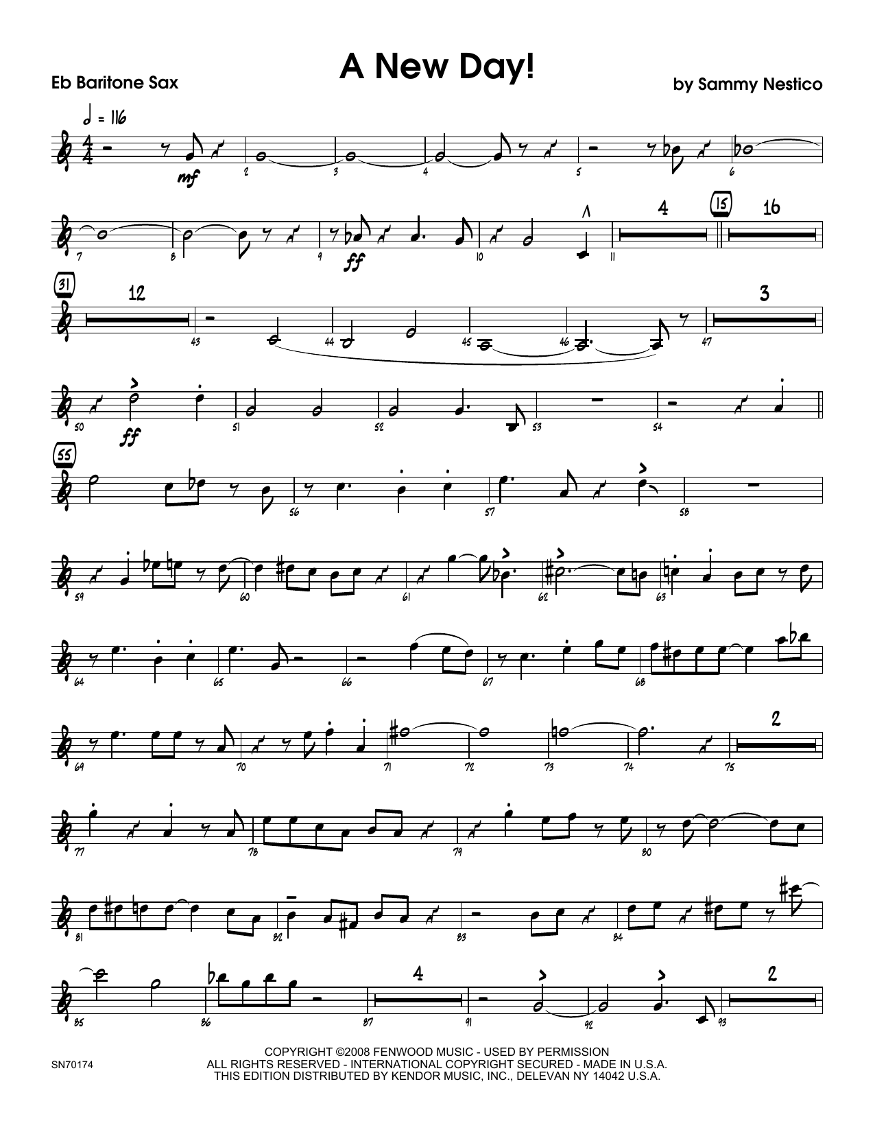 Download Sammy Nestico A New Day! - Eb Baritone Saxophone Sheet Music