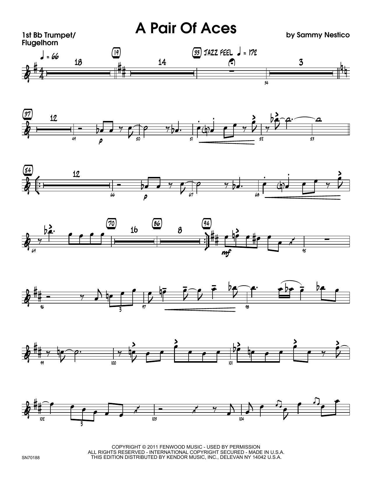Download Sammy Nestico A Pair Of Aces - 1st Bb Trumpet Sheet Music