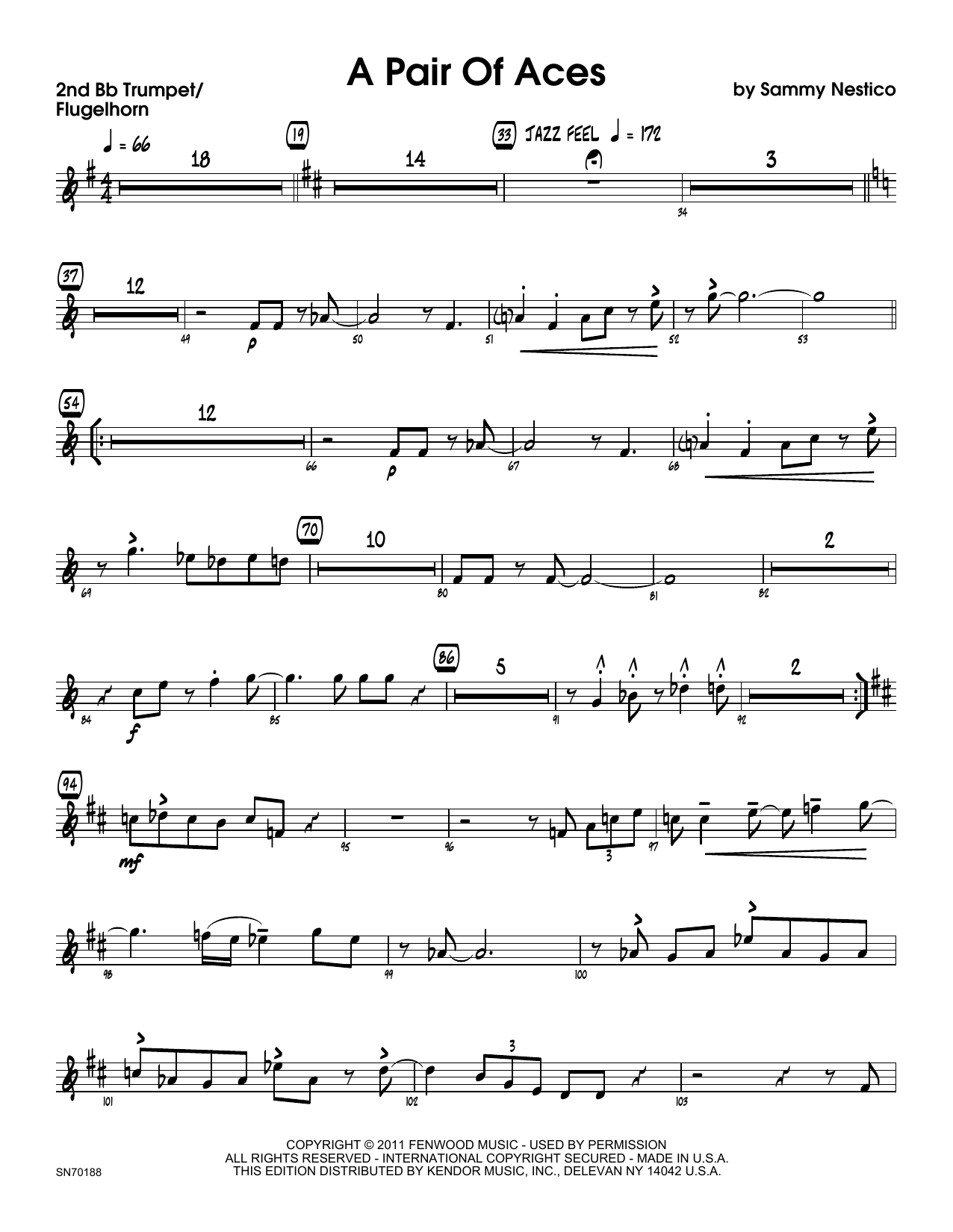 Download Sammy Nestico A Pair Of Aces - 2nd Bb Trumpet Sheet Music