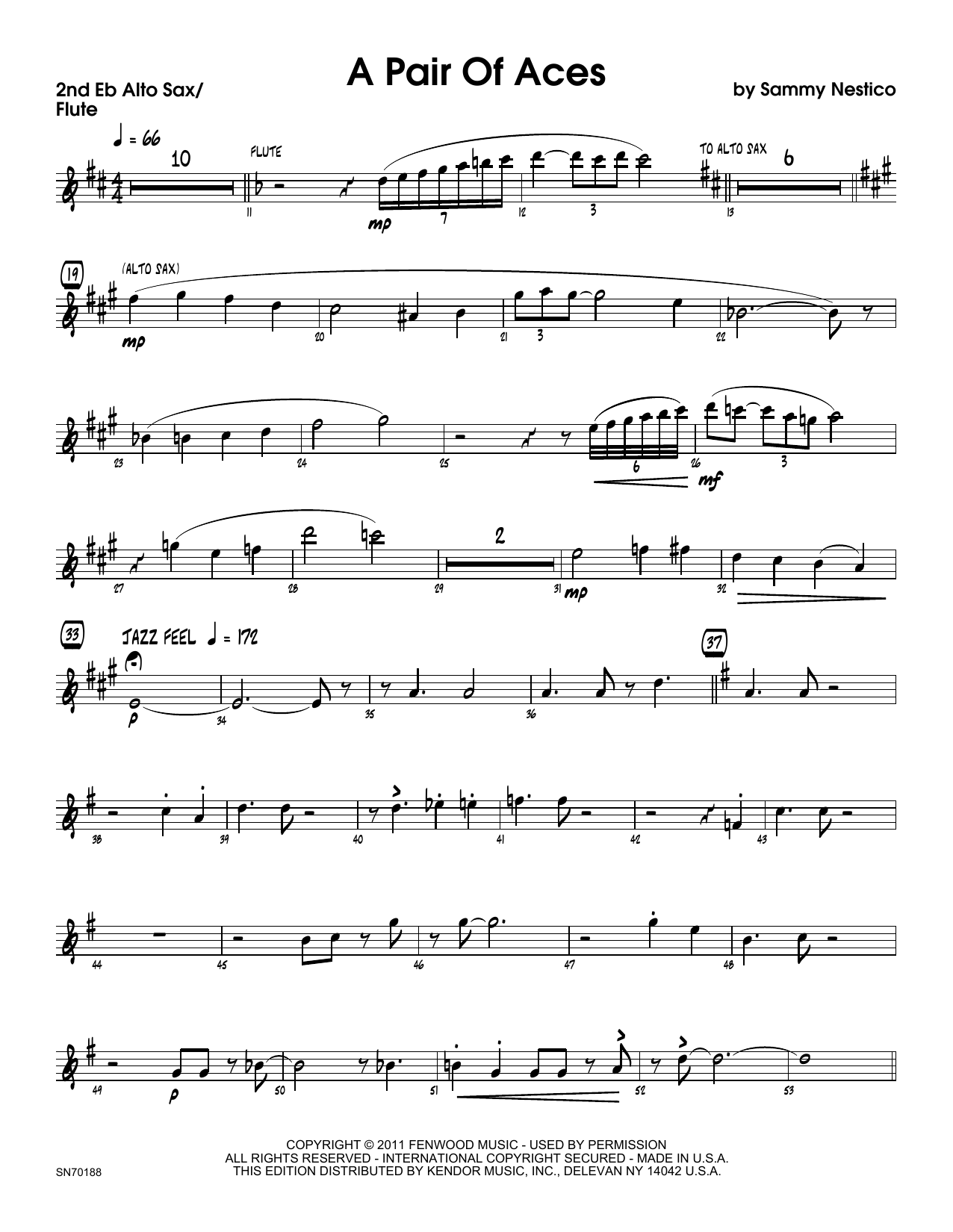 Download Sammy Nestico A Pair Of Aces - 2nd Eb Alto Saxophone Sheet Music