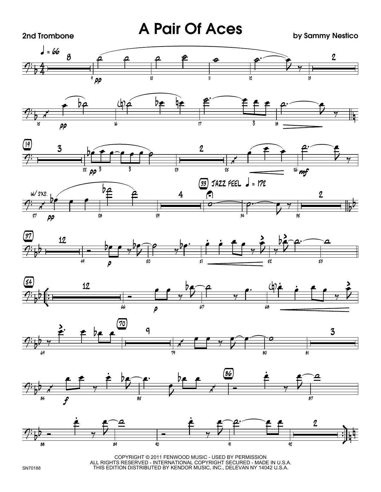 Download Sammy Nestico A Pair Of Aces - 2nd Trombone Sheet Music