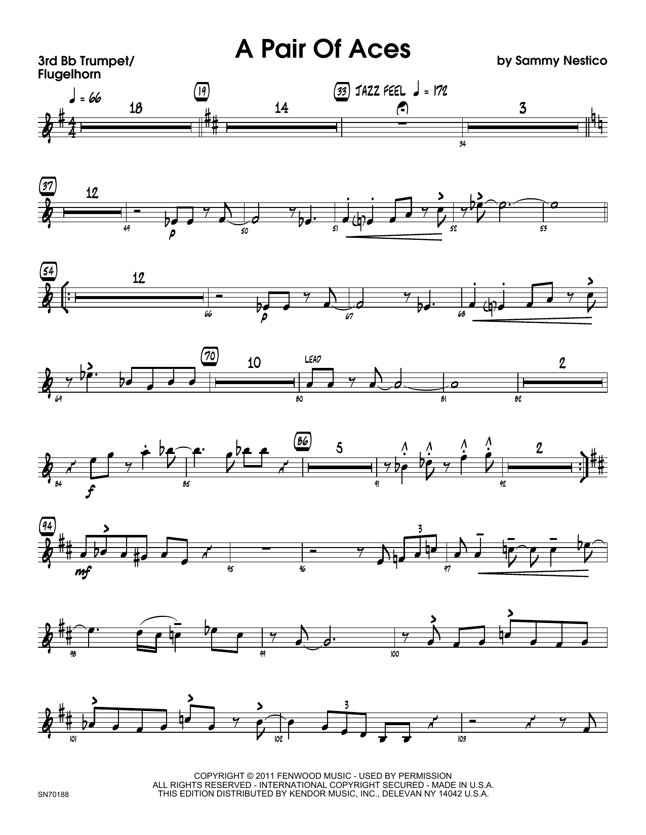 Download Sammy Nestico A Pair Of Aces - 3rd Bb Trumpet Sheet Music