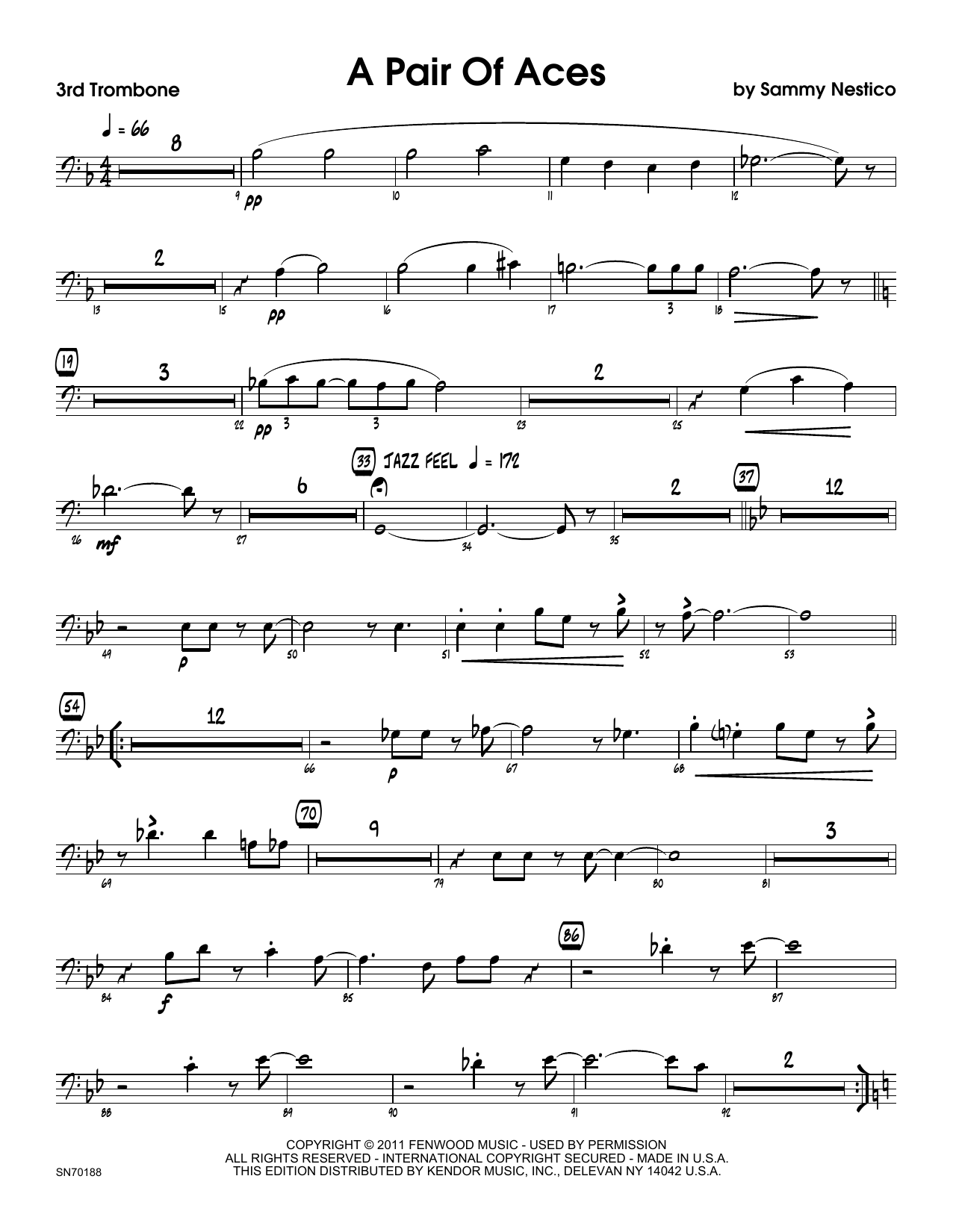 Download Sammy Nestico A Pair Of Aces - 3rd Trombone Sheet Music