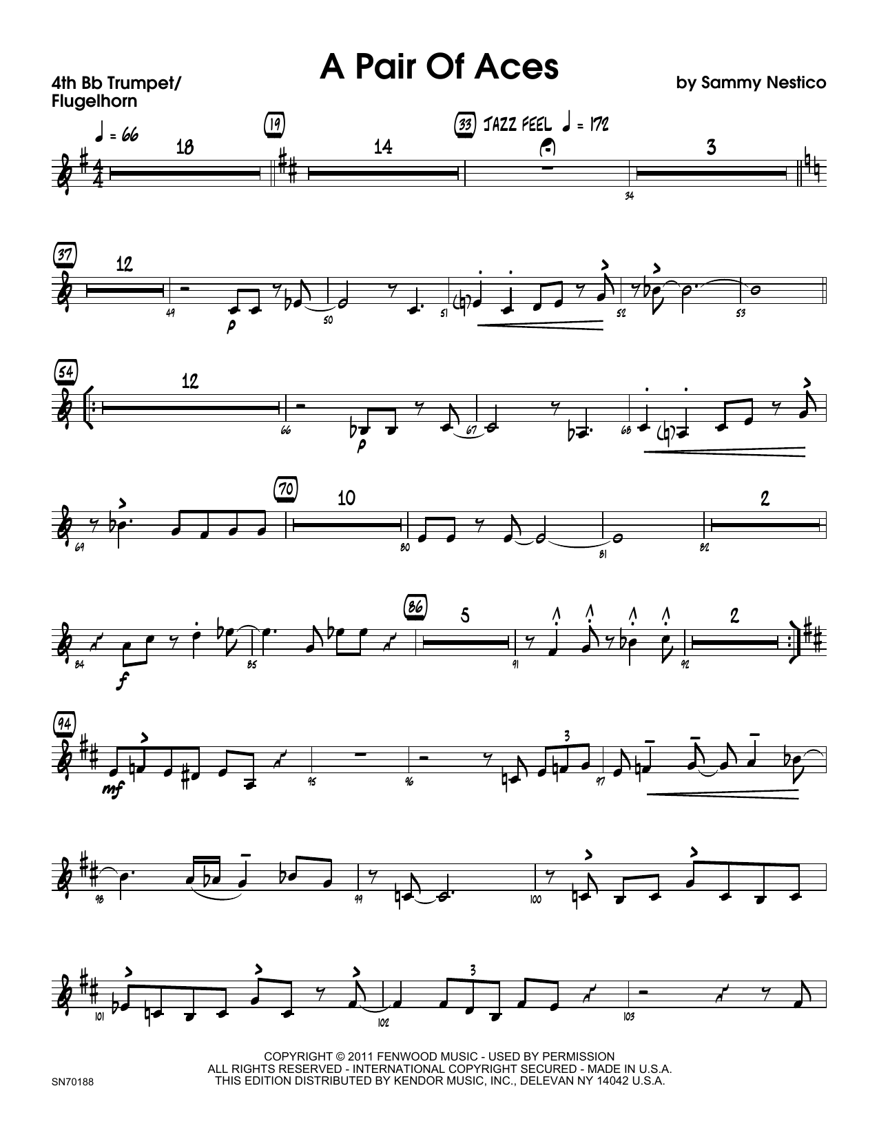 Download Sammy Nestico A Pair Of Aces - 4th Bb Trumpet Sheet Music