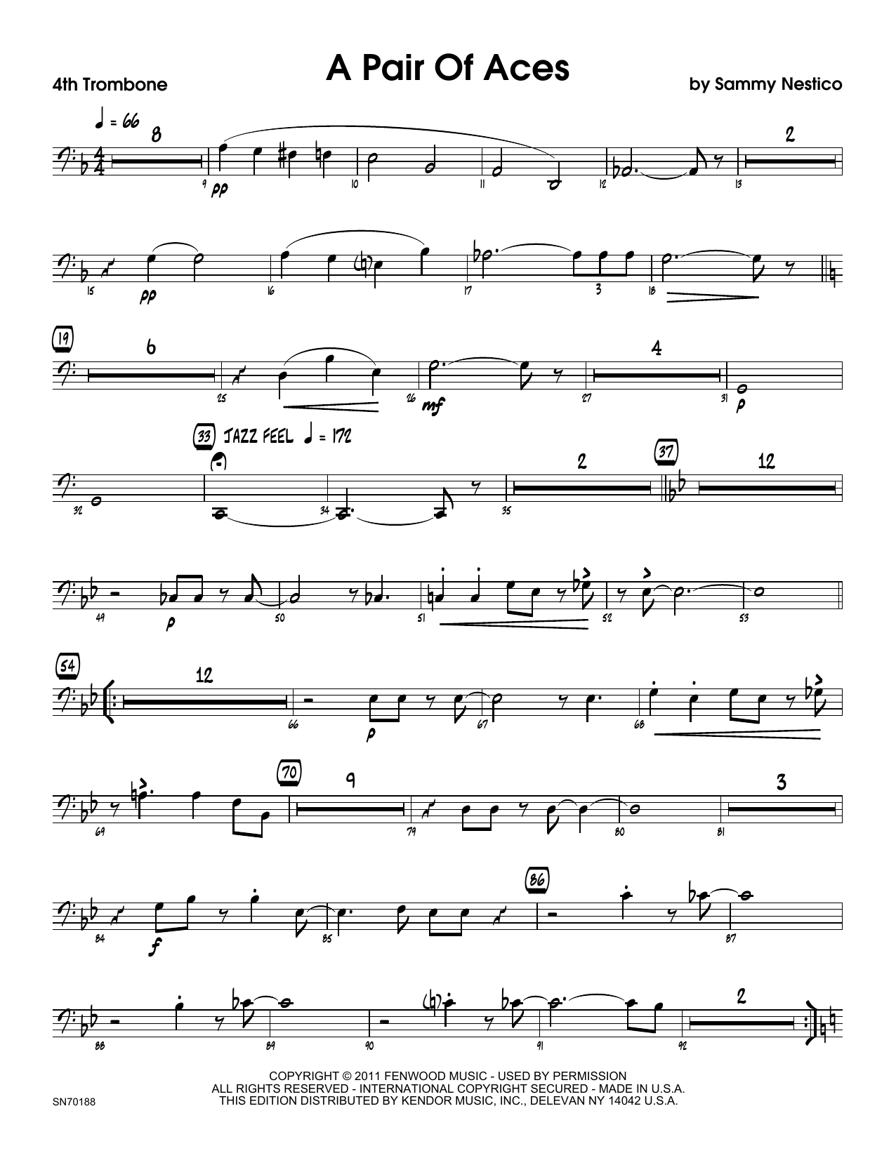 Download Sammy Nestico A Pair Of Aces - 4th Trombone Sheet Music