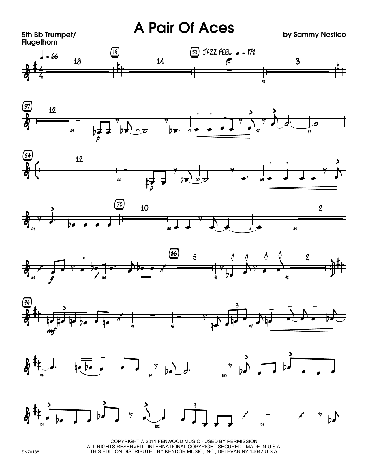 Download Sammy Nestico A Pair Of Aces - 5th Bb Trumpet Sheet Music