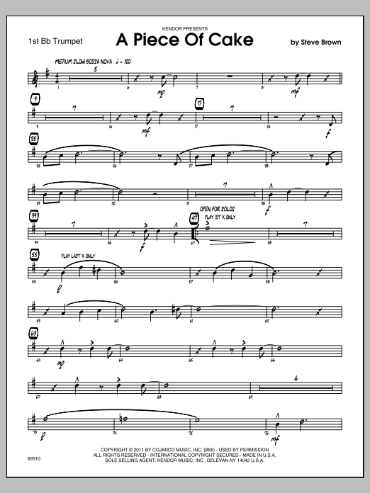 Download Steve Brown A Piece Of Cake - 1st Bb Trumpet Sheet Music