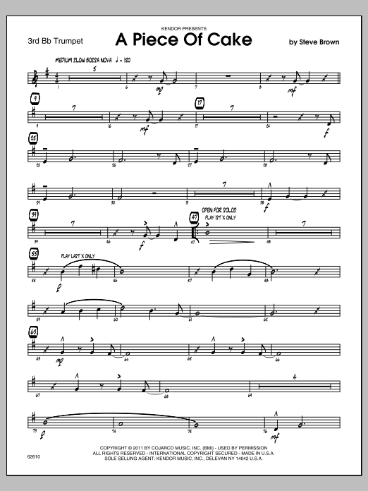 Download Steve Brown A Piece Of Cake - 3rd Bb Trumpet Sheet Music