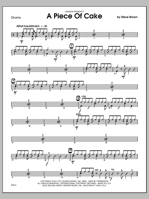 Download Steve Brown A Piece Of Cake - Drums Sheet Music
