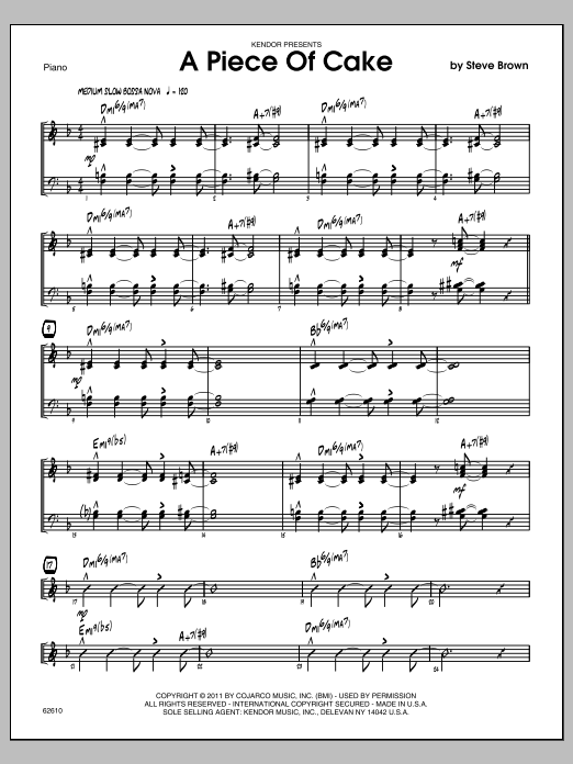 Download Steve Brown A Piece Of Cake - Piano Sheet Music