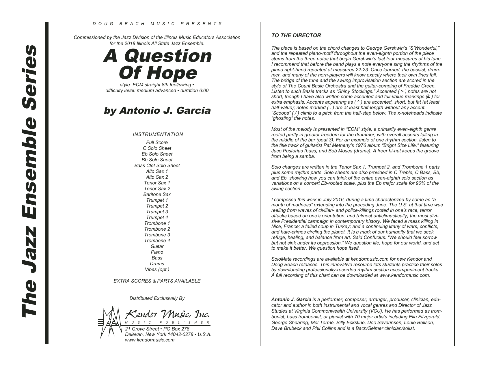 Download Antonio Garcia A Question Of Hope - Full Score Sheet Music
