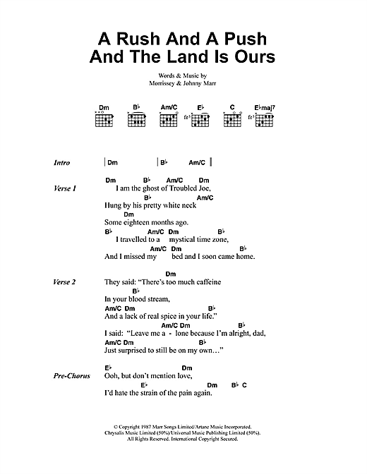 Download The Smiths A Rush And A Push And The Land Is Ours Sheet Music