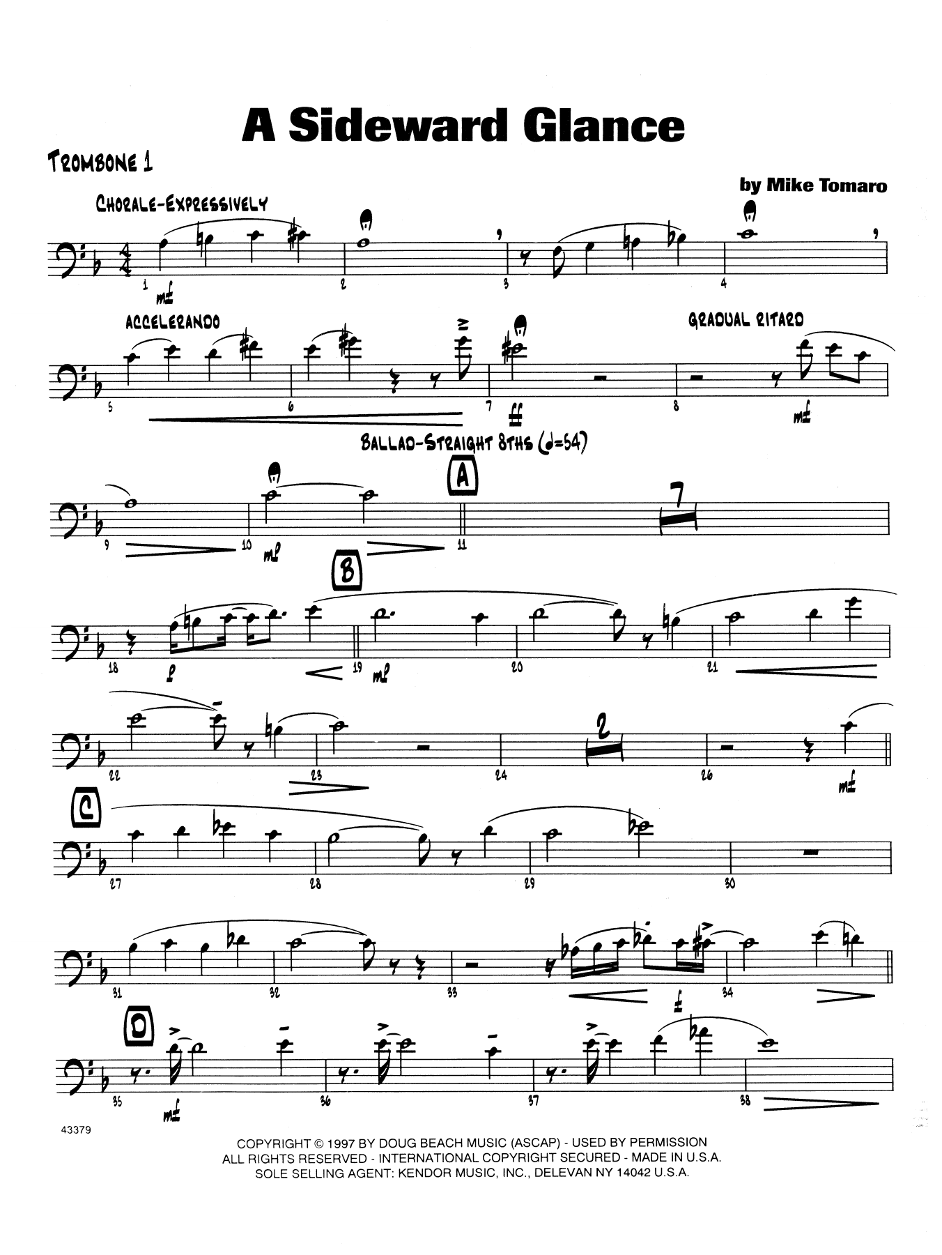 Download Mike Tomaro A Sideward Glance - 1st Trombone Sheet Music