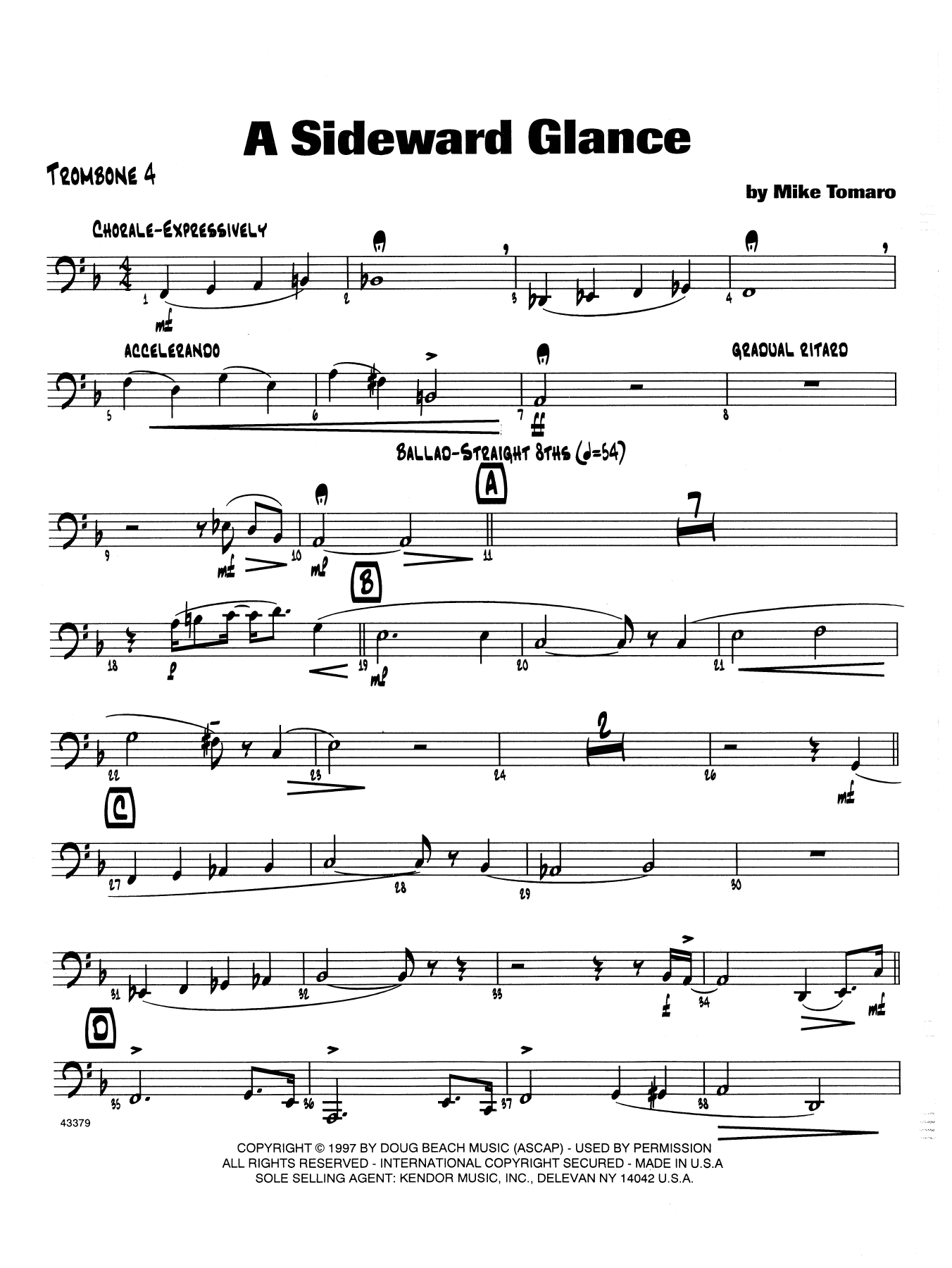 Download Mike Tomaro A Sideward Glance - 4th Trombone Sheet Music