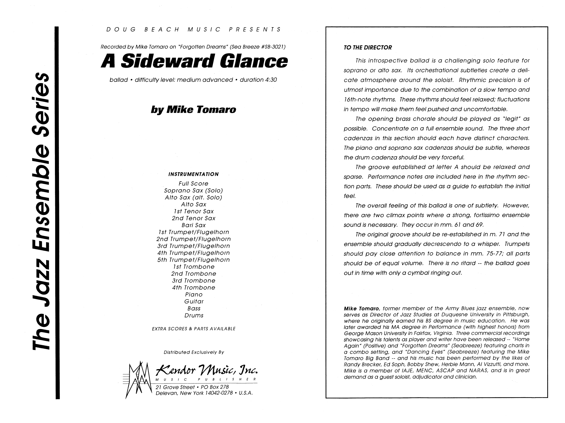 Download Mike Tomaro A Sideward Glance - Full Score Sheet Music