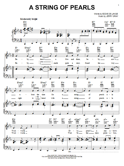 Eddie DeLange A String Of Pearls sheet music notes printable PDF score
