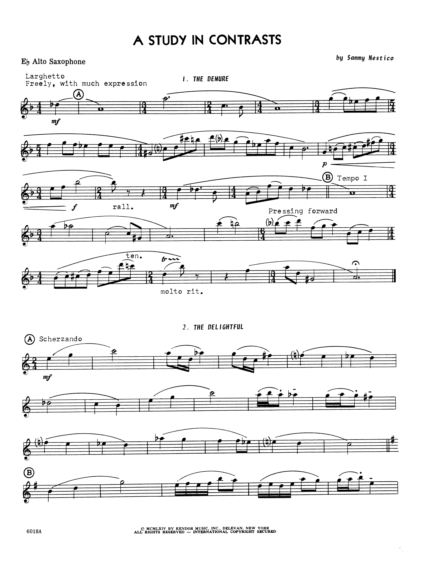 Download Sammy Nestico A Study In Contrasts - Eb Alto Saxophon Sheet Music