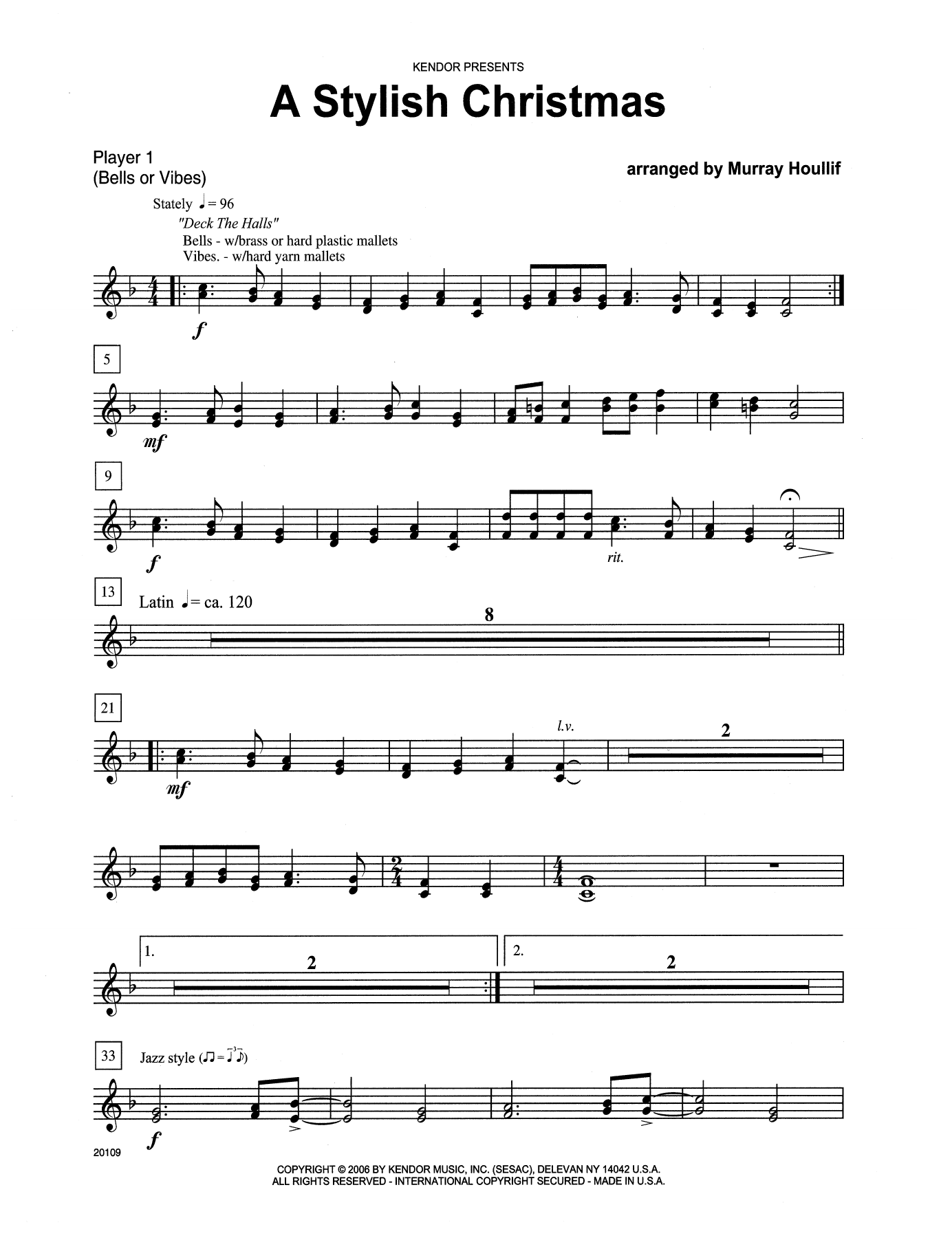 Download Murray Houllif A Stylish Christmas - Percussion 1 Sheet Music