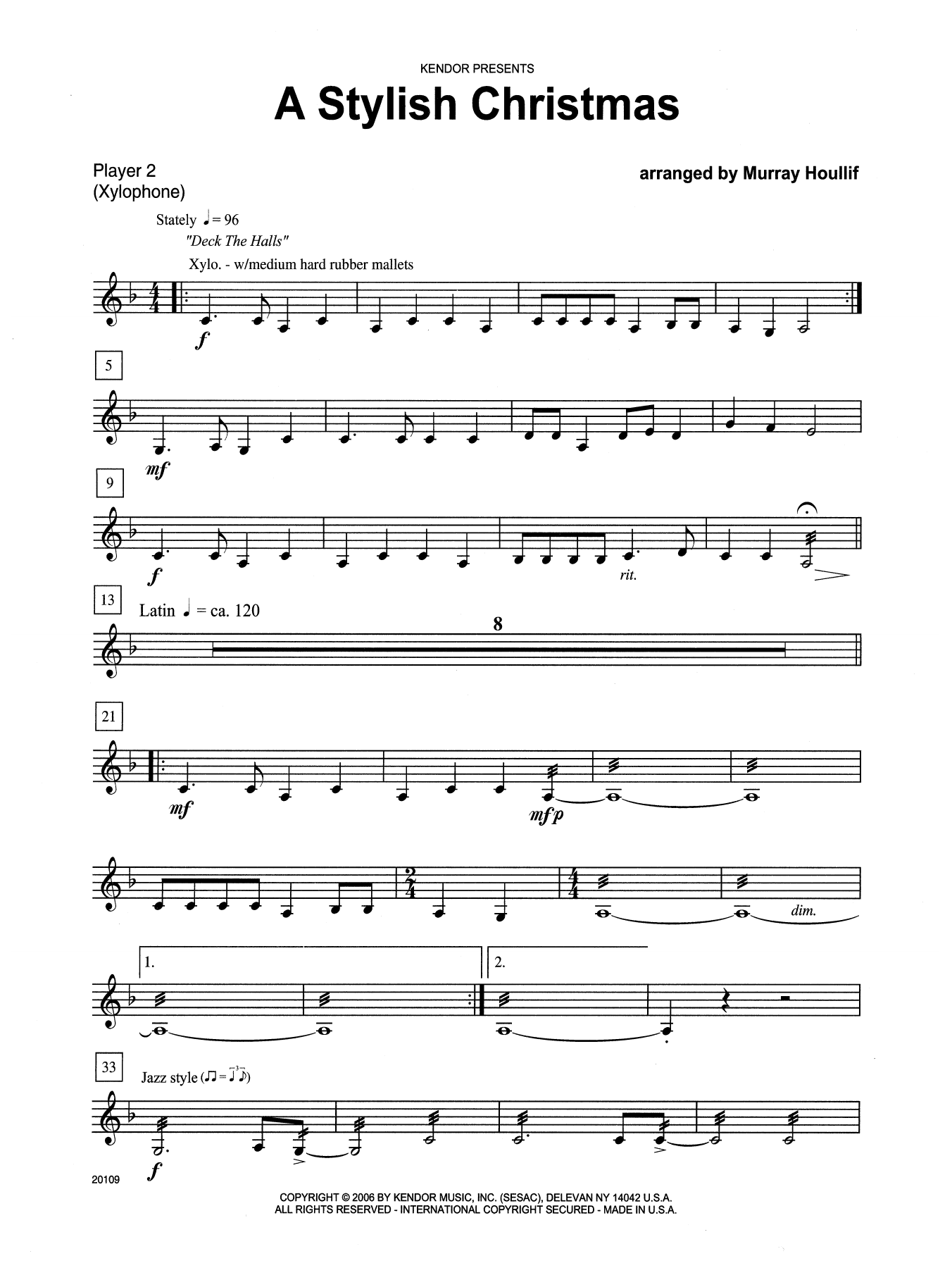 Download Murray Houllif A Stylish Christmas - Percussion 2 Sheet Music