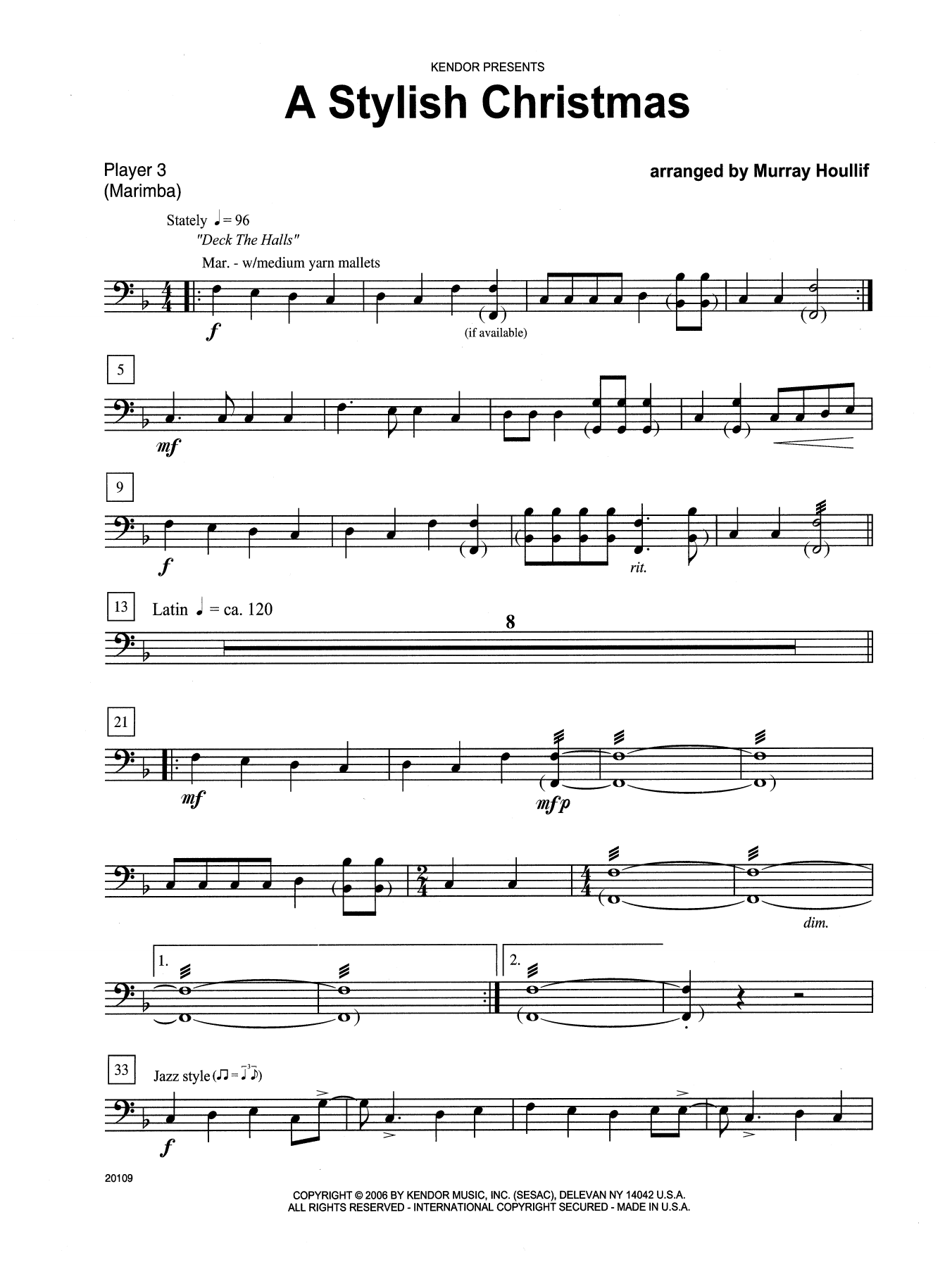Download Murray Houllif A Stylish Christmas - Percussion 3 Sheet Music