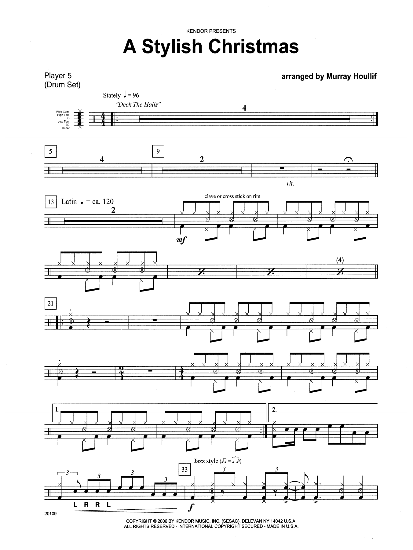 Download Murray Houllif A Stylish Christmas - Percussion 5 Sheet Music