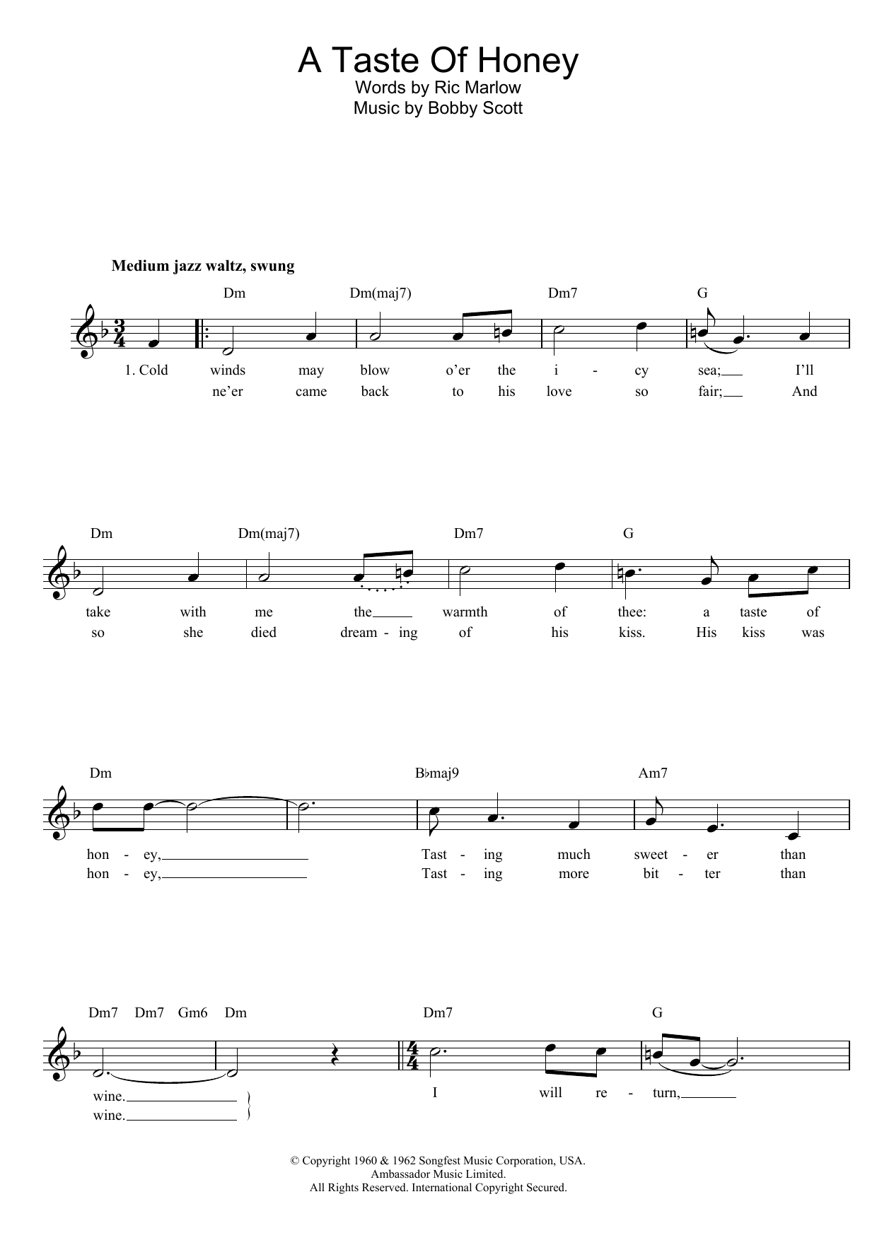 Download Marlow And Scott A Taste Of Honey Sheet Music