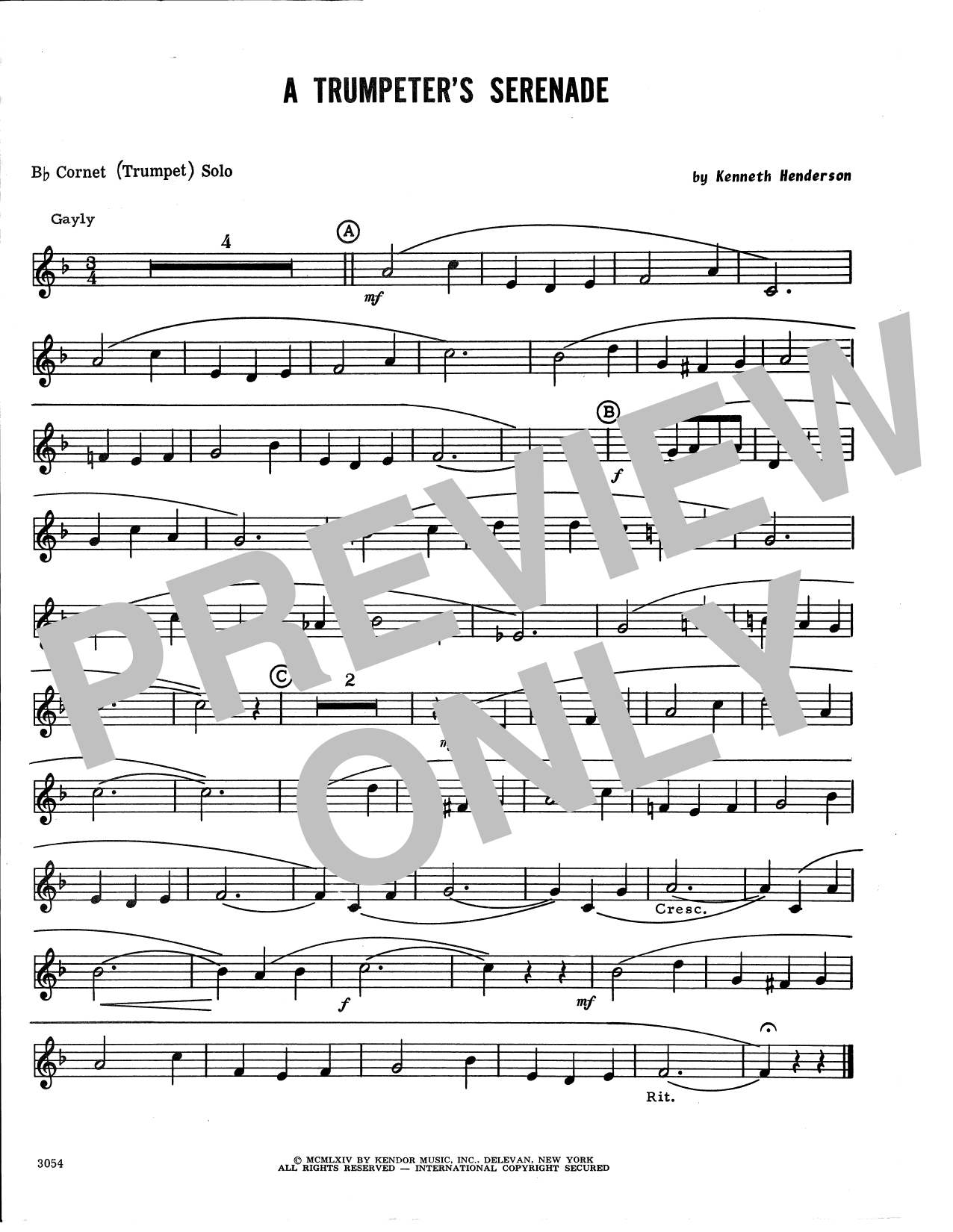 Download Kenneth Henderson A Trumpeter's Serenade - Bb Trumpet Sheet Music
