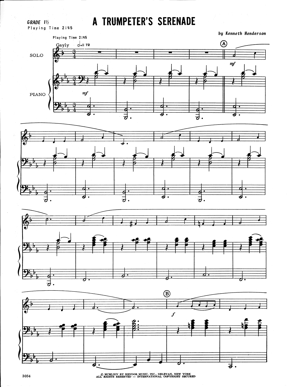 Download Kenneth Henderson A Trumpeter's Serenade - Piano Accompan Sheet Music