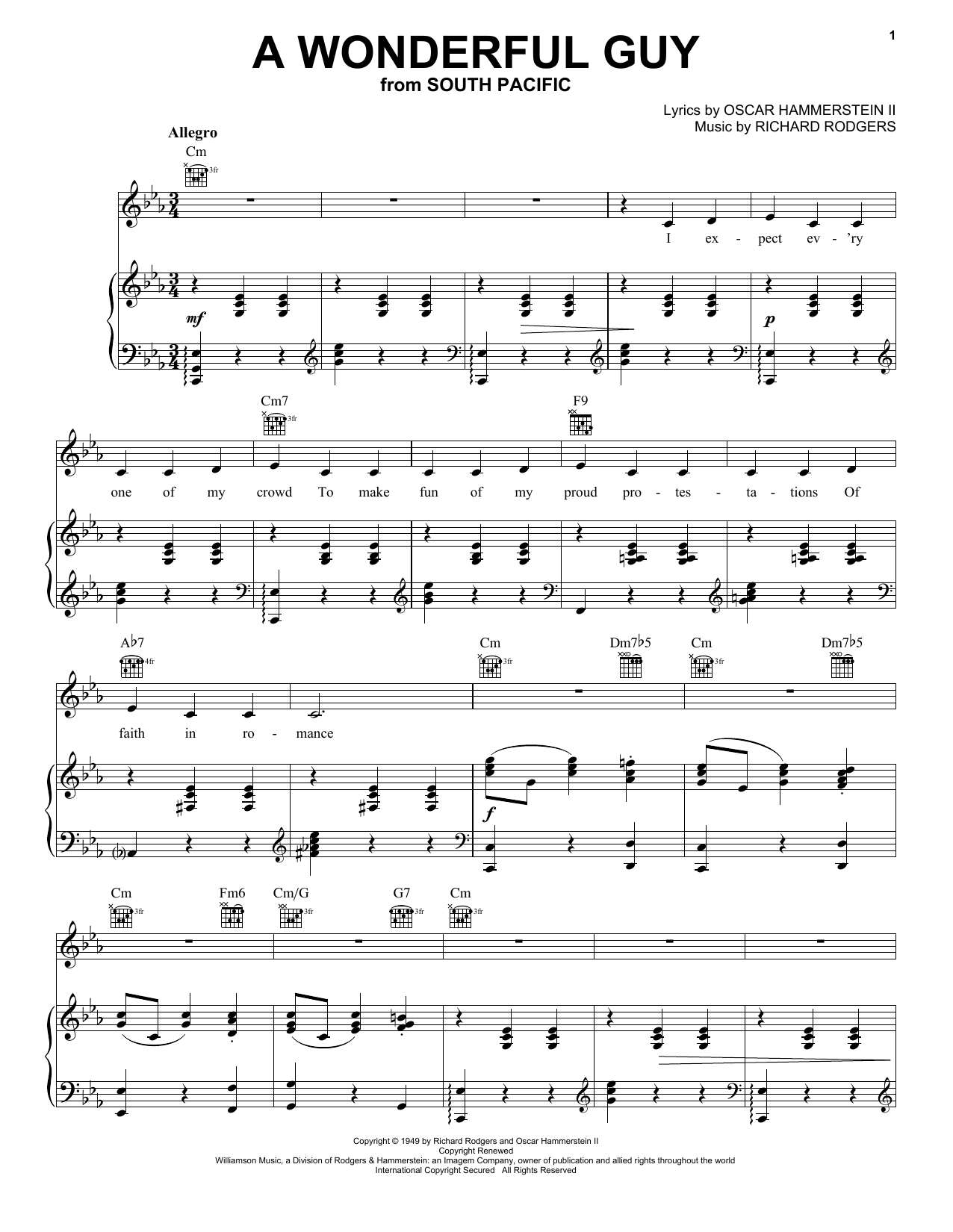 Rogers & Hammerstein A Wonderful Guy sheet music notes printable PDF score