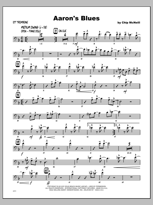 Download McNeill Aaron's Blues - Trombone 1 Sheet Music