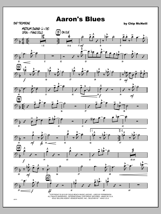 Download McNeill Aaron's Blues - Trombone 2 Sheet Music