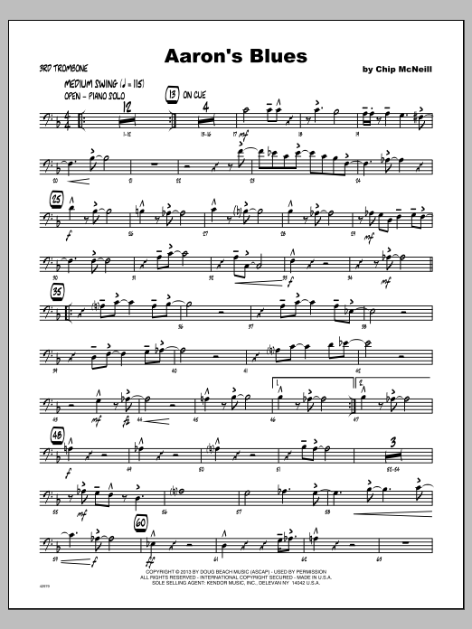 Download McNeill Aaron's Blues - Trombone 3 Sheet Music