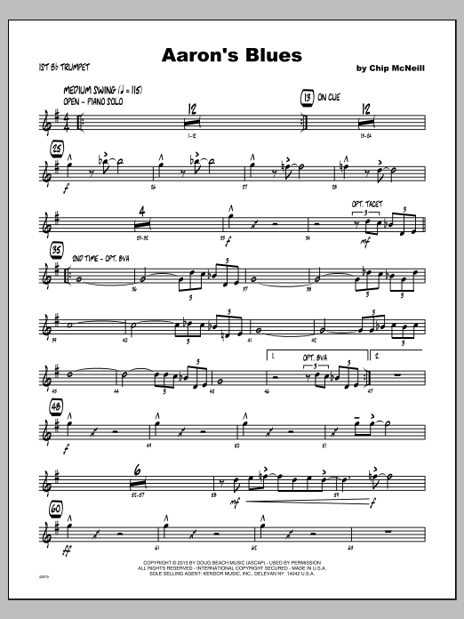 Download McNeill Aaron's Blues - Trumpet 1 Sheet Music