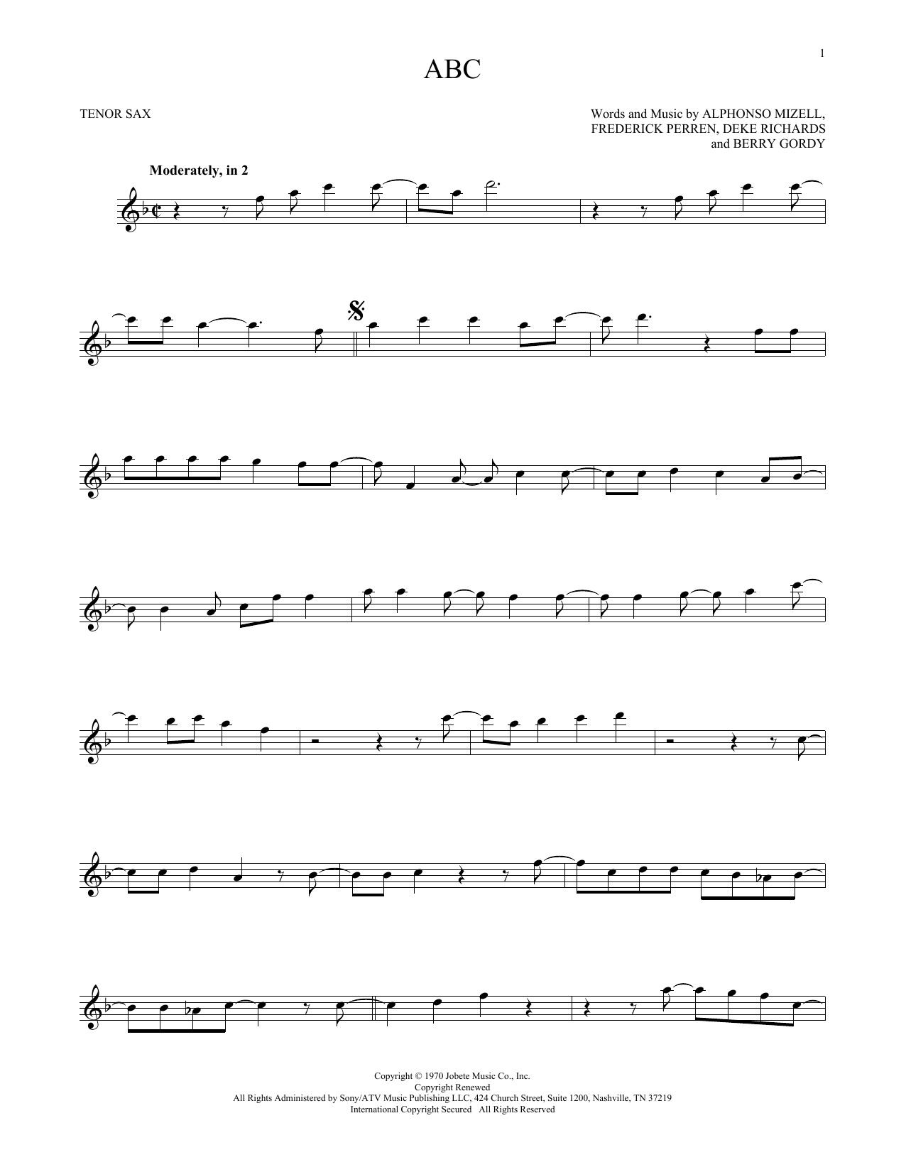 Download The Jackson 5 ABC Sheet Music