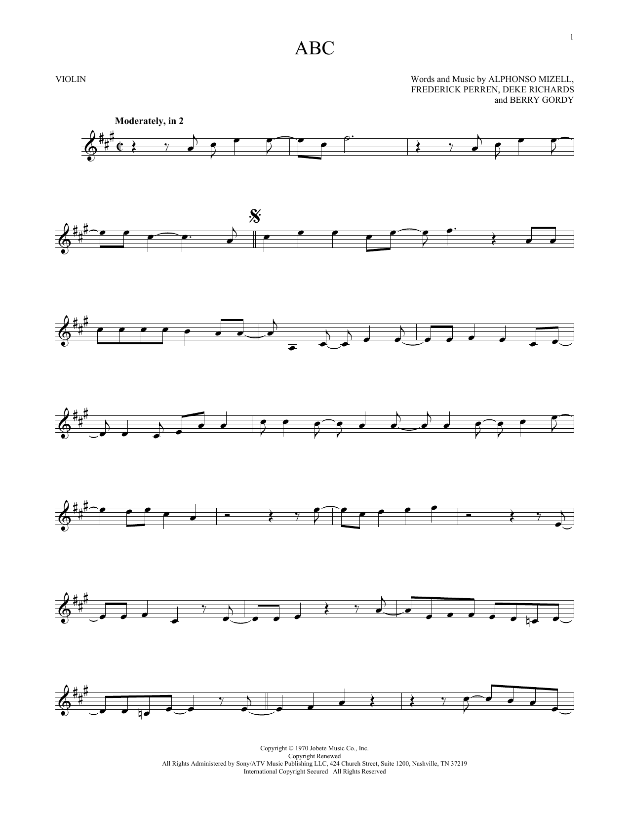 Download The Jackson 5 ABC Sheet Music