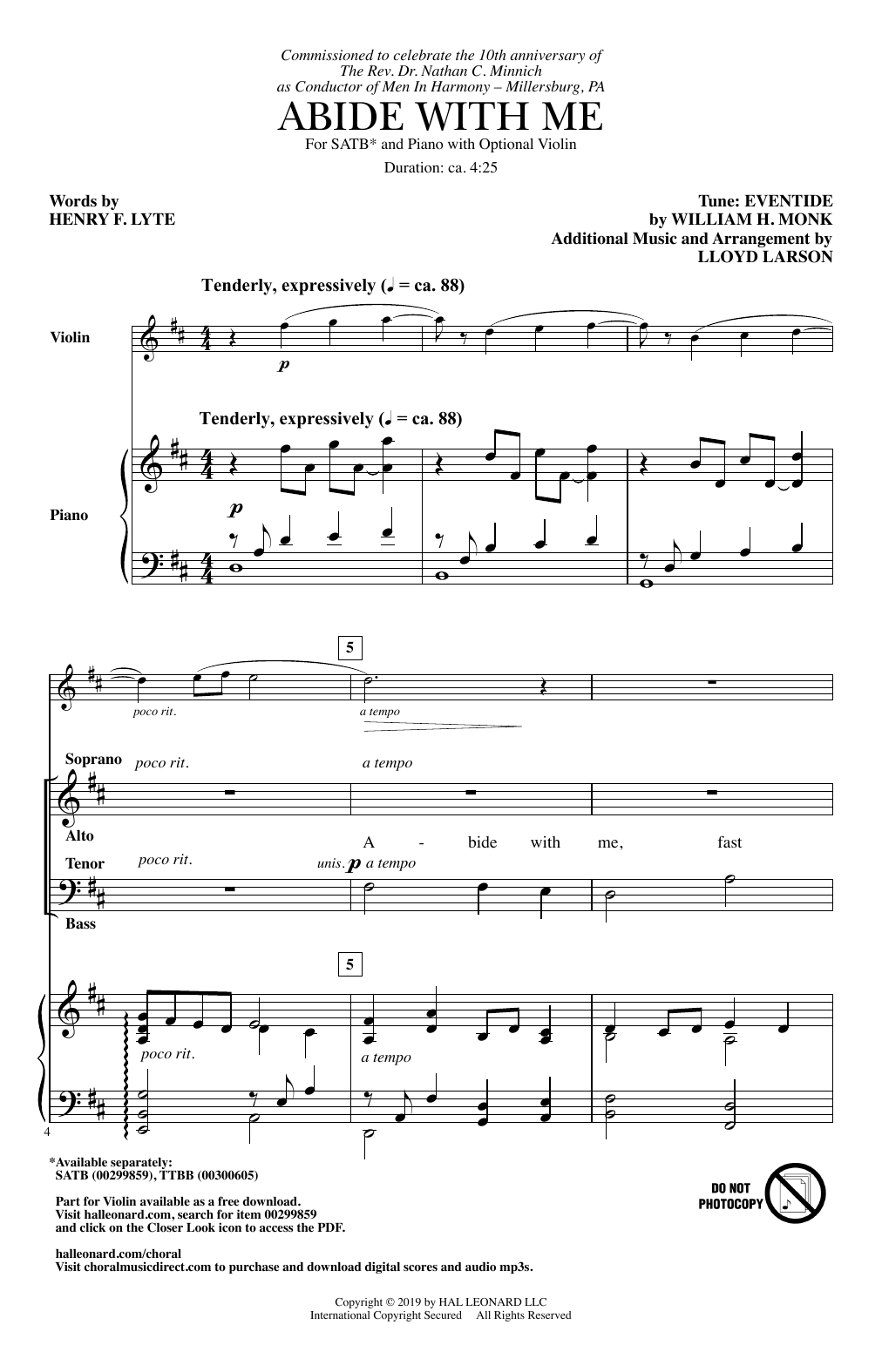 Download Henry F. Lyte Abide With Me (arr. Lloyd Larson) Sheet Music
