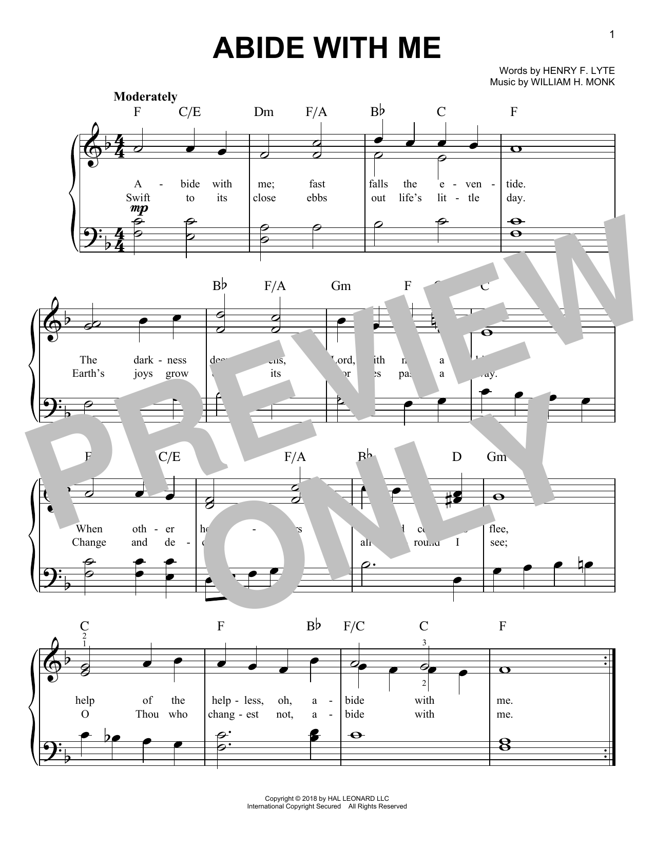 Download William H. Monk Abide With Me Sheet Music
