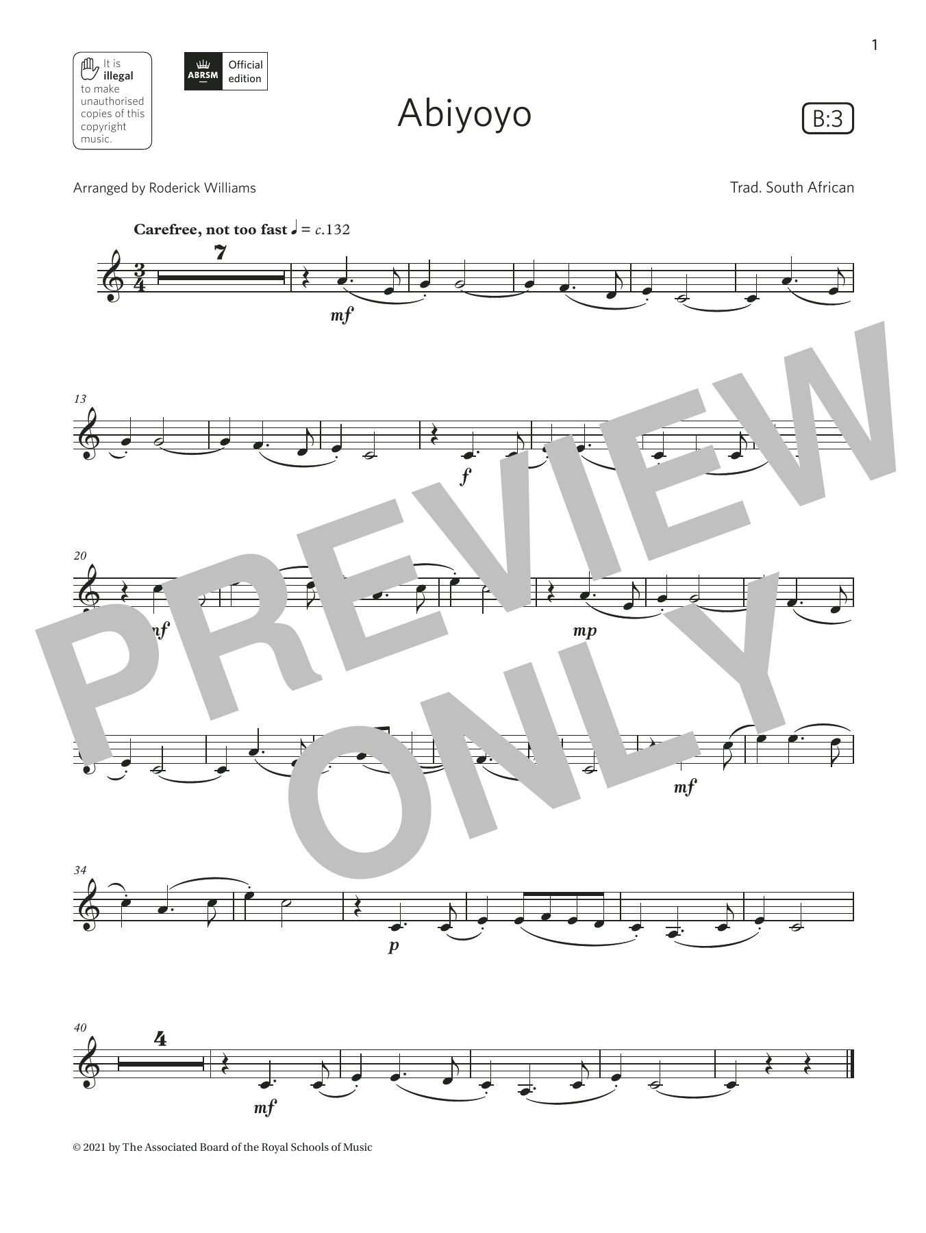 Download Trad. South African Abiyoyo (Grade 2 List B3 from the ABRS Sheet Music
