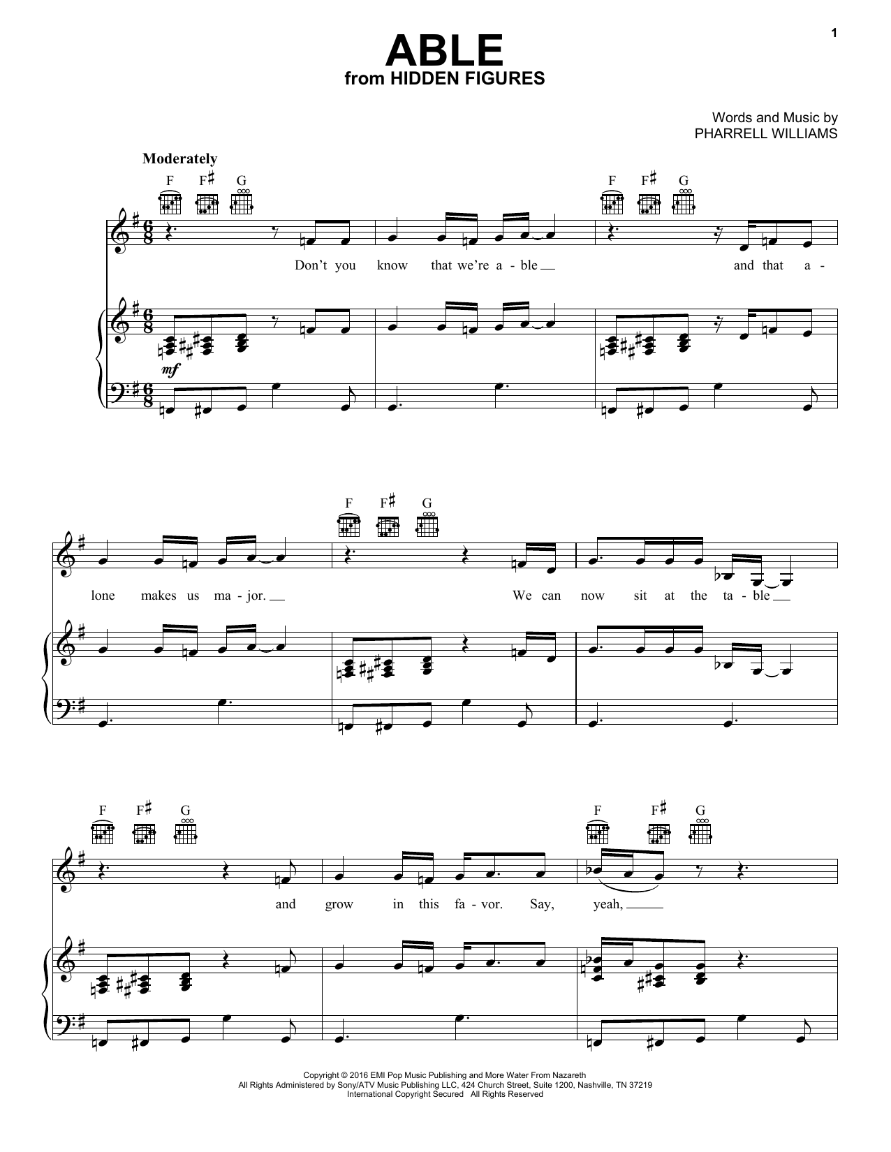 Download Pharrell Williams Able Sheet Music