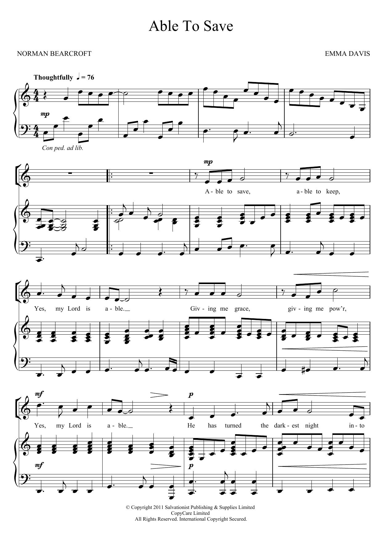 Download The Salvation Army Able To Save Sheet Music