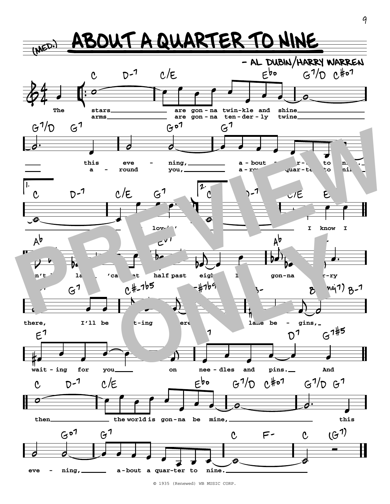 Download Bobby Darin About A Quarter To Nine (High Voice) Sheet Music