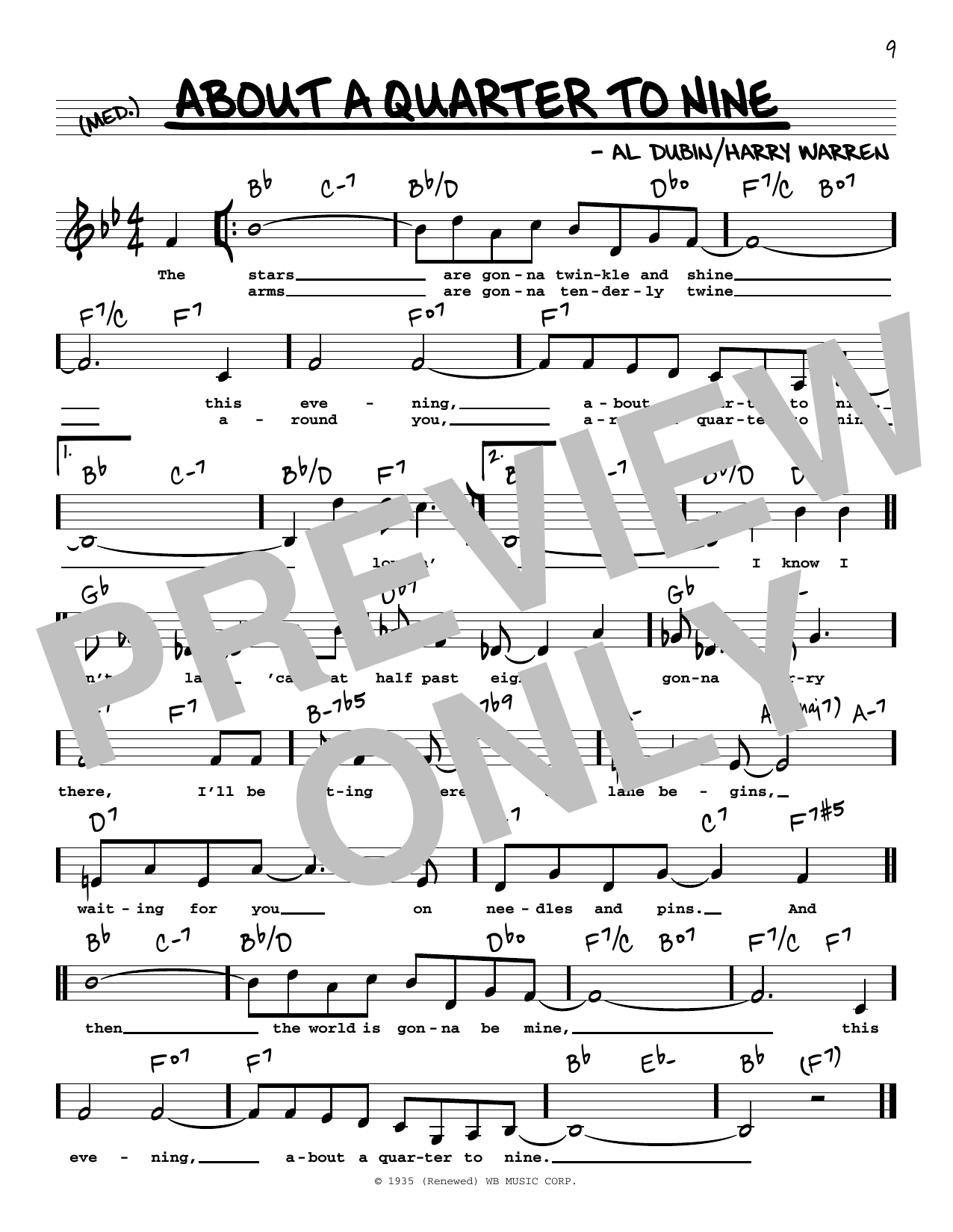 Download Bobby Darin About A Quarter To Nine (Low Voice) Sheet Music