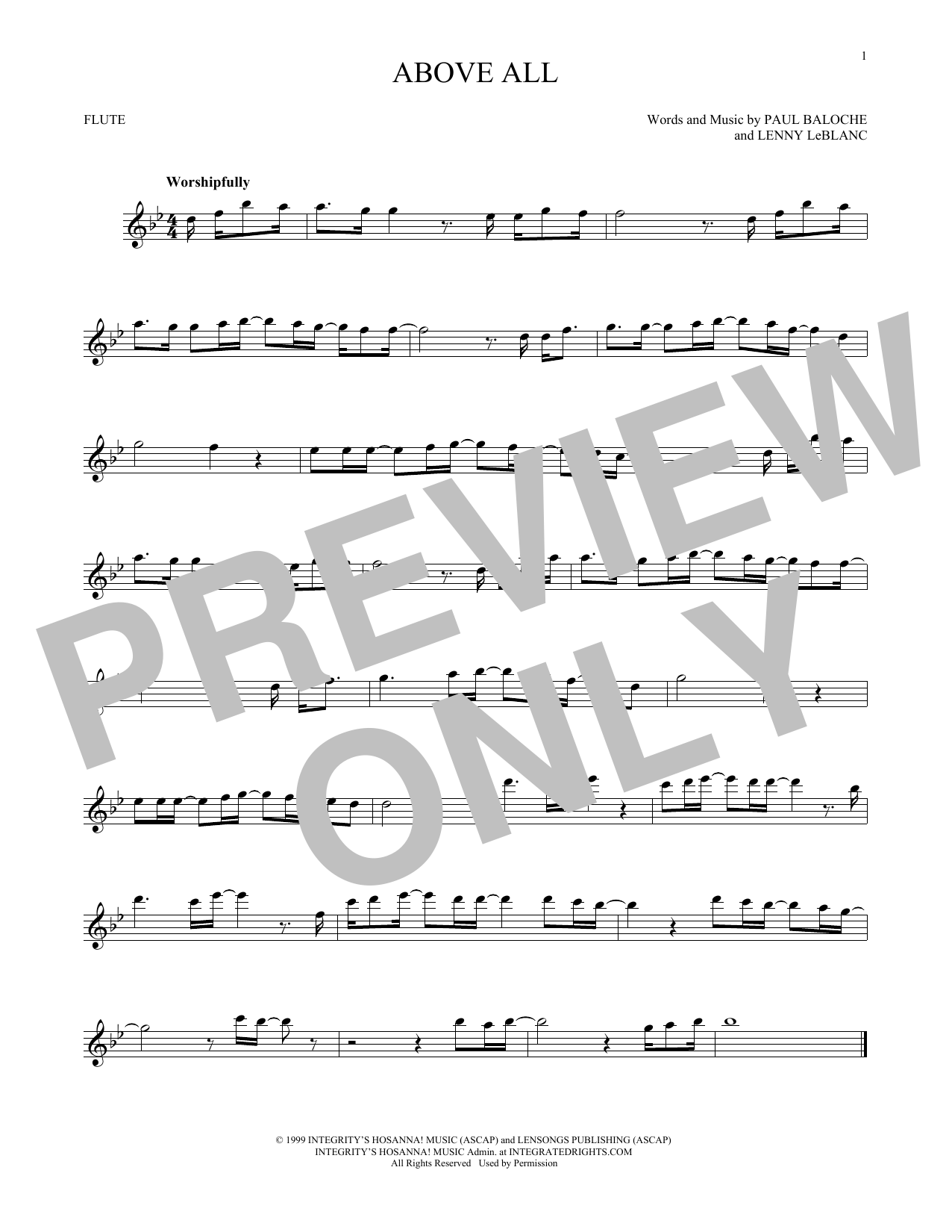 Paul Baloche Above All sheet music notes printable PDF score