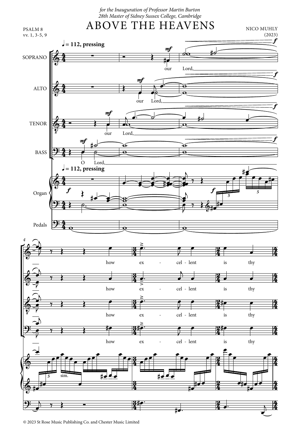 Nico Muhly Above The Heavens sheet music notes printable PDF score