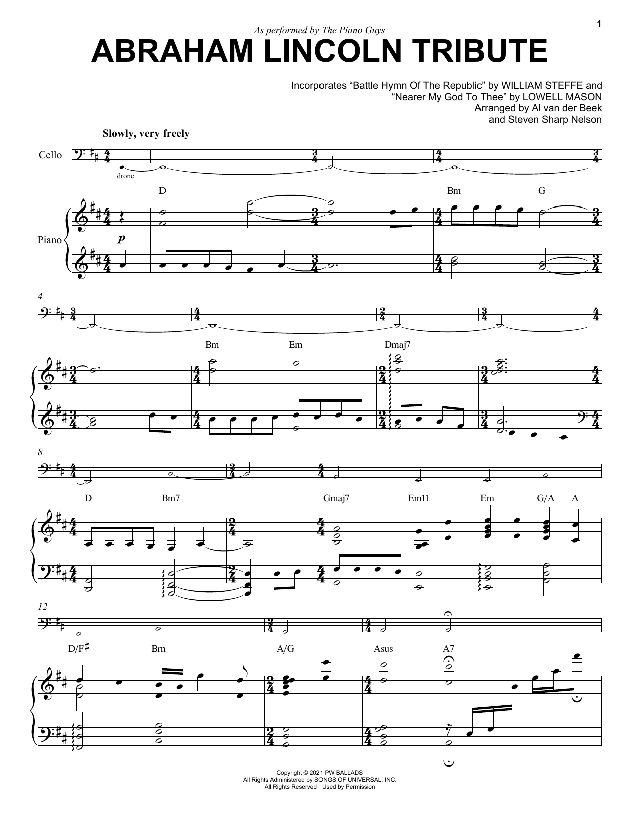 Download The Piano Guys Abraham Lincoln Tribute Sheet Music