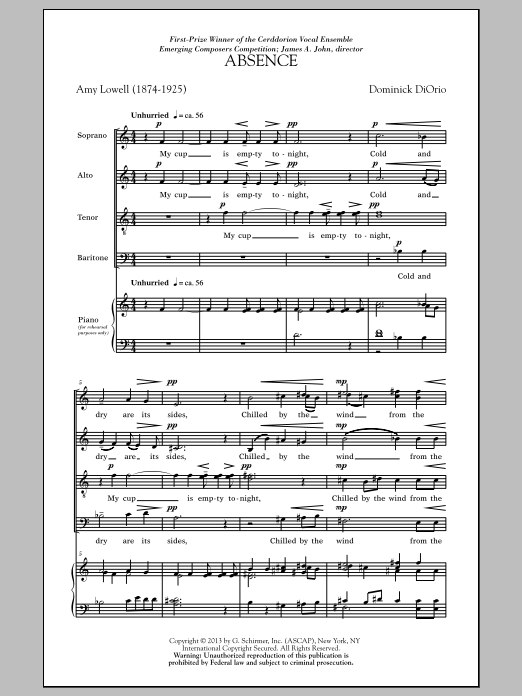 Download Dominick Diorio Absence Sheet Music