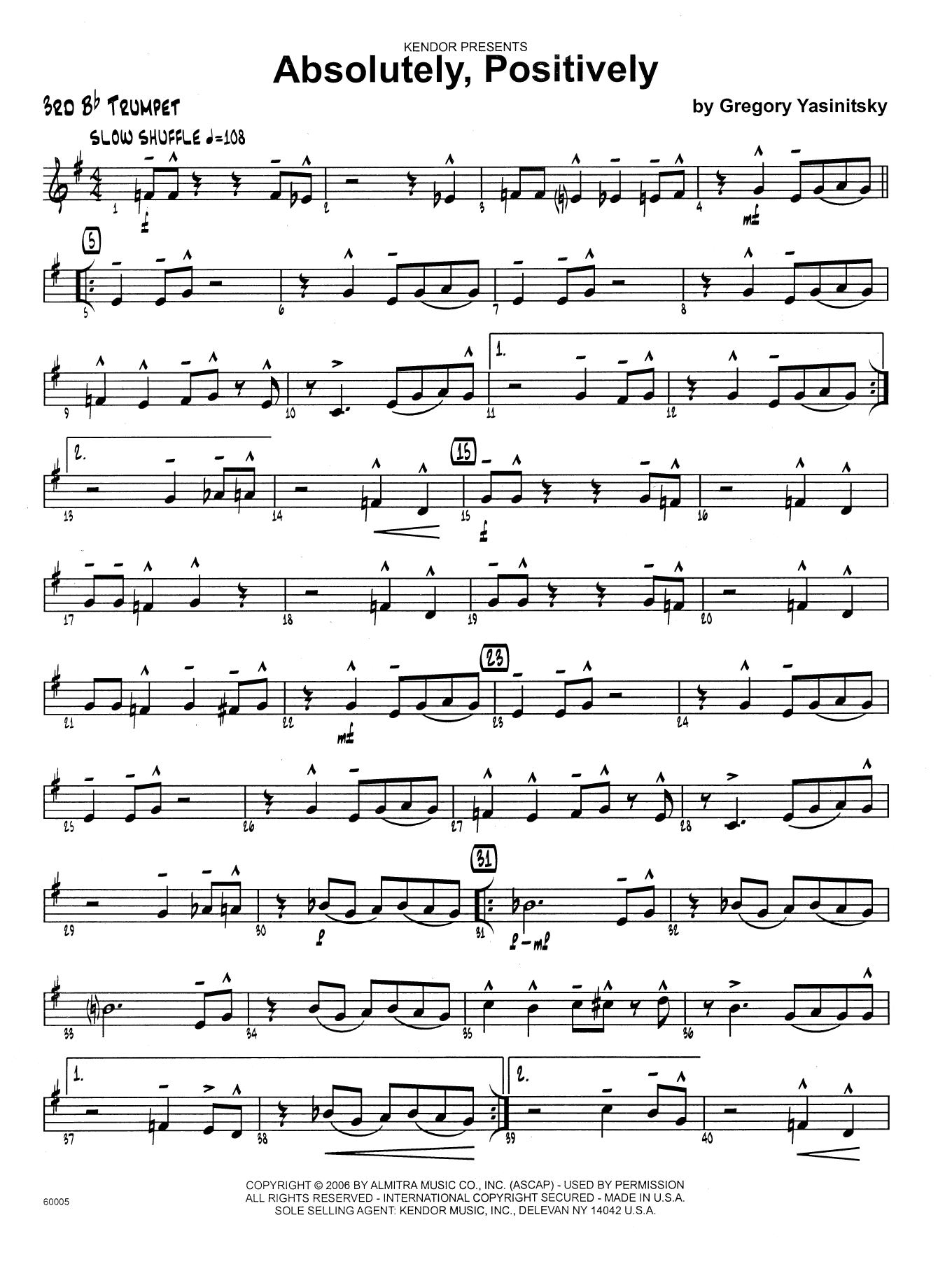 Download Gregory Yasinitsky Absolutely, Positively - 3rd Bb Trumpet Sheet Music