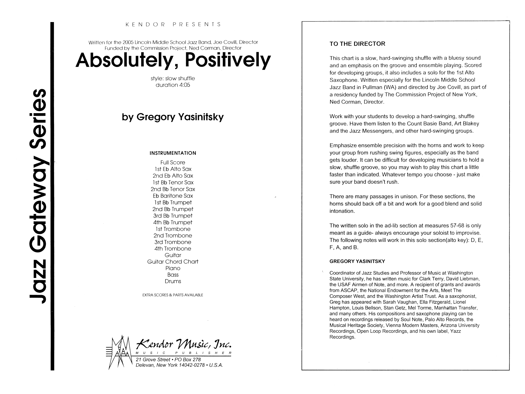 Download Gregory Yasinitsky Absolutely, Positively - Full Score Sheet Music
