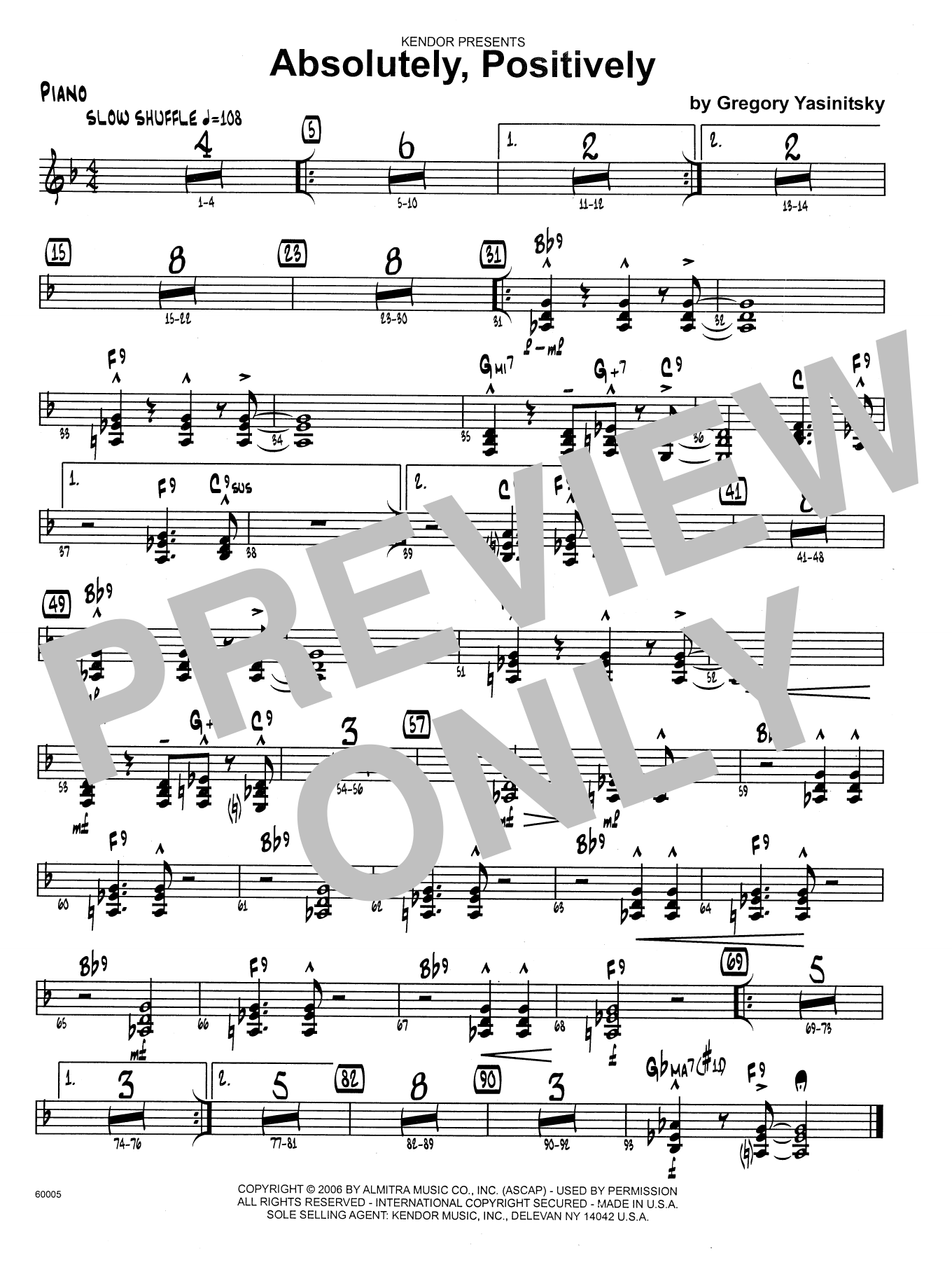 Download Gregory Yasinitsky Absolutely, Positively - Piano Sheet Music