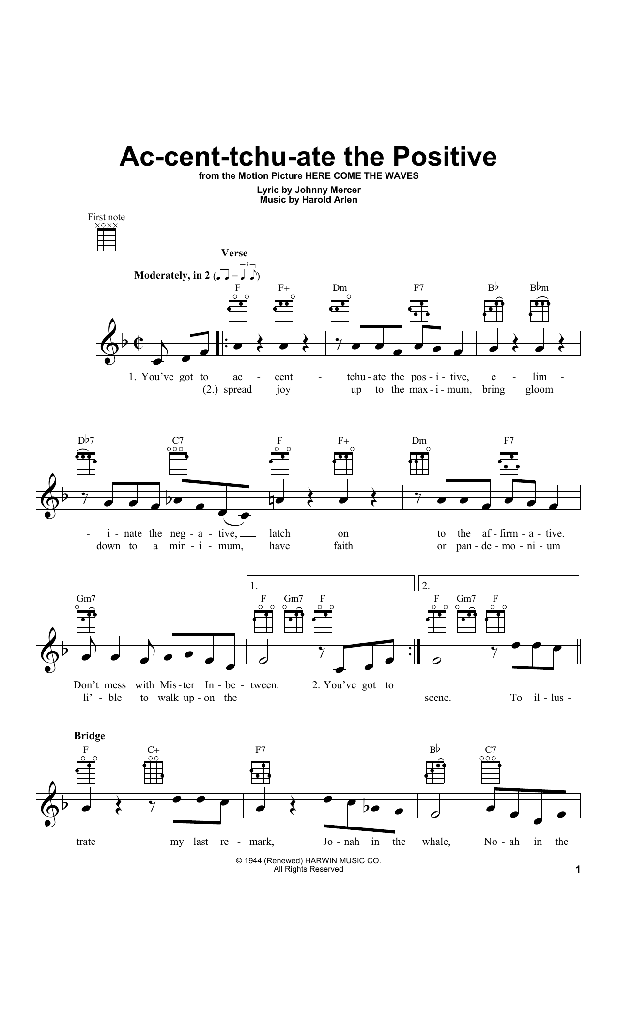 Download Johnny Mercer Ac-cent-tchu-ate The Positive Sheet Music